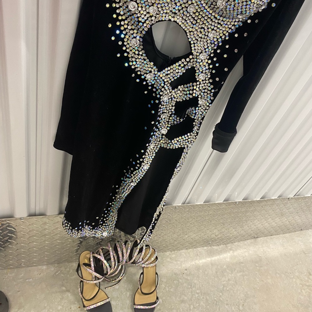 Stilleto heels & rhinestone dress ( wore for my birthday)